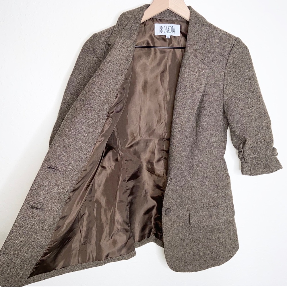 BB Dakota Half Sleeve Brown Wool Blend Blazer - Picture 6 of 8
